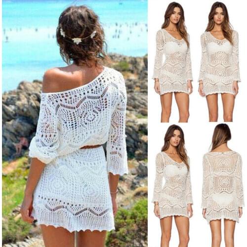 Summer Women Sexy Lace Crochet Bikini Cover Up Swimwear Beach Dress Bathing Suit Holiday Beachwear