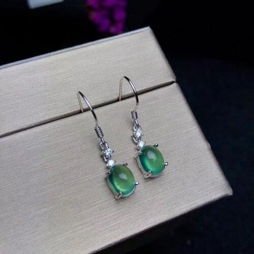 Best Gift Real Natural Prehnite Earring Natural And Real 925 sterling silver Prehnite Earring
