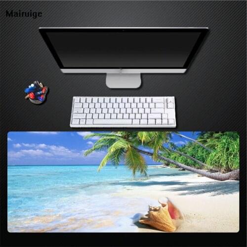 Mairuige Custom Tropical Beach Coconut Rat Pad 400X900 Large Size Padded Pad, Keyboard Pad Natural Rubber Mouse Pad Table Mat