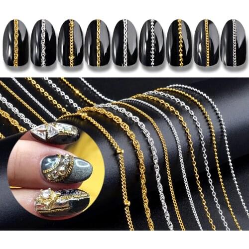 50cm Metal Foil for Nails Art Decoration 2021 Fashion Nail Chain Stickers Accessories for Manicure Design