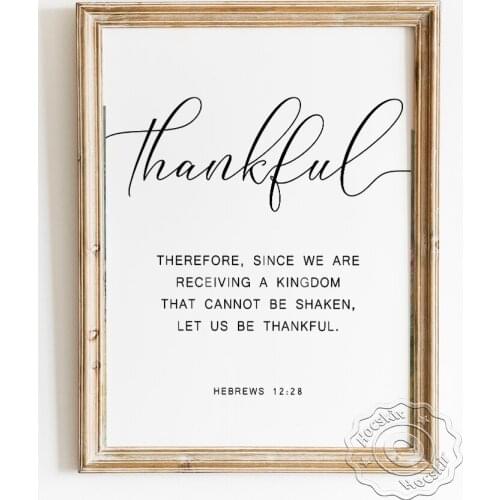 Scripture Thankful Joyful Blessed Bible Verse Poster, Christian Quotes Wall Art Prints, Modern Minimalism Decorative Painting