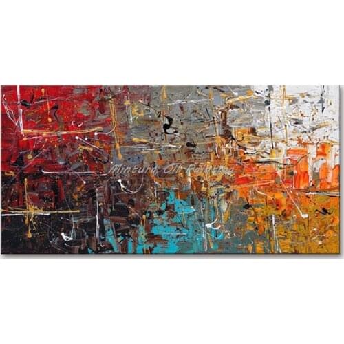 Mintura Wall Picture for Living Room Oil Paintings on Canva Hand Painted Abstract Line Color Hotel Decoration Wall Art No Framed