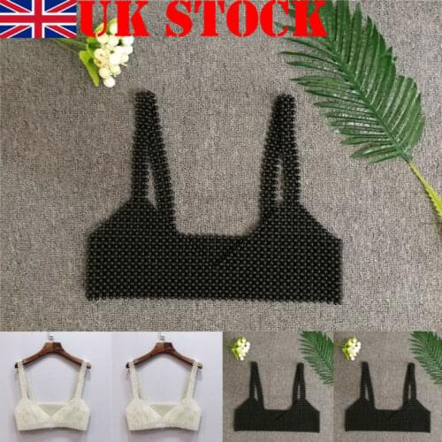 New Womens Ladies Plain Sleeveless Strappy Cami Bralet Bra Summer Crop Top Vest Fashion Sexy Pearl Perspective Short Tank Vest