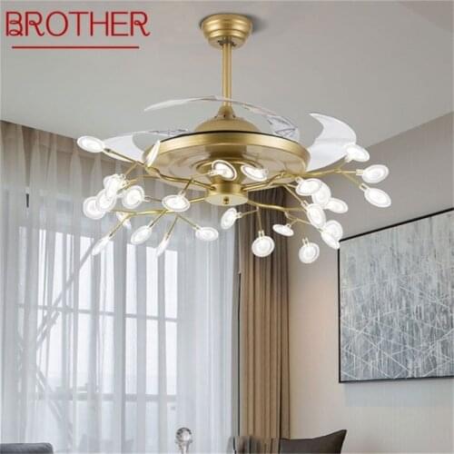 BROTHER New Ceiling Fan Light Invisible Lamp With Remote Control Modern Retro Branch LED For Home Restaurant