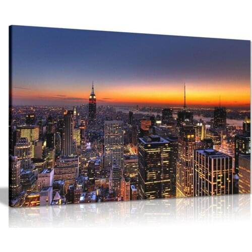 New York At Dusk Canvas Wall Art Picture Print On Canvas Oil Painting Drop shipping