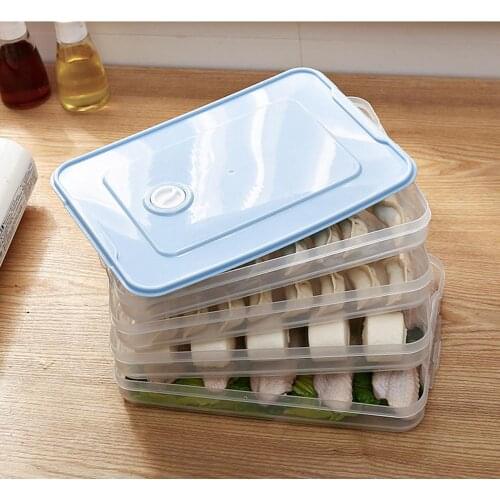 Single Layer Refrigerator Dumplings Egg Sealed Fresh Container Eco Friendly Plastic Food Storage Box Home Kitchen Organizer