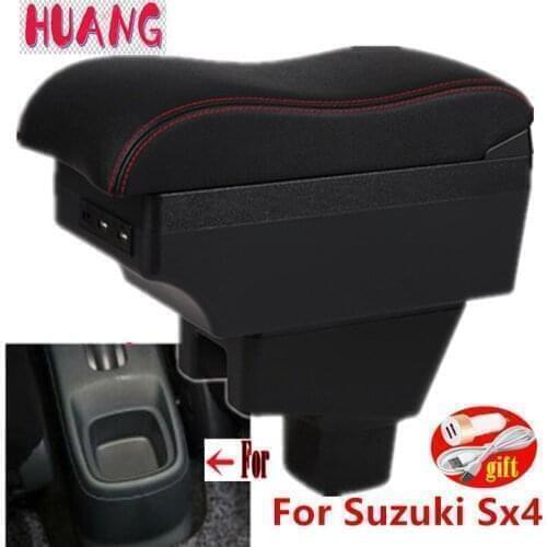 Arm Rest For Suzuki Sx4 2006-2018 Center Centre Console Storage Box Armrest Rotatable with USB LED 2007 2008 2009 2010 2011 2012