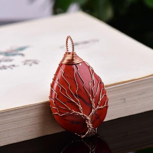 Wholesale Natural Crystal Tree Of Life Pendant Fashion Simple Mineral Jewelry Can Increase charm for Unisex Jewelry DIY Gift 1PC