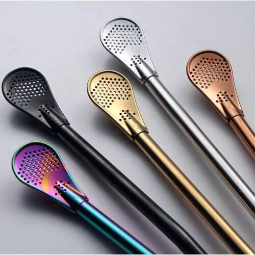1PC Drinking Straw Stainless Steel Yerba Mate Straw Gourd Bombilla Filter Spoons Reusable Metal Pro Tea Tools Bar Accessories