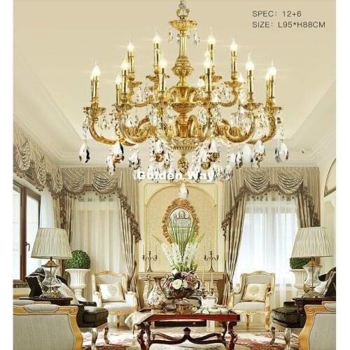 Modern Copper Luxury Crystal Chandelier Lighting D58cm H62cm 6L Hanging Lamp Dining Living Room Hotel Hall Art Indoor Lighting