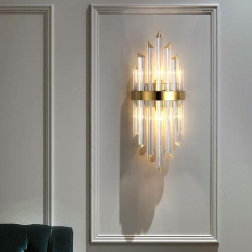 Modern Simple Light Luxury Crystal Wall Lamp For Living Room TV Background Wall Lamp Bedroom Bedside Study Decorative Night Lamp