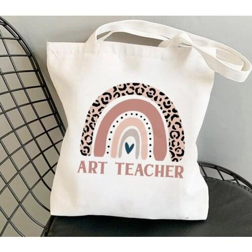Supplies Rainbow Art Teacher Printed Tote Bag women Harajuku shopper Funny handbag girl Shoulder shopping Lady gift Canvas Bag