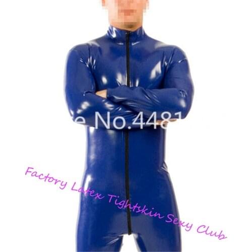High Quality Handmade 100% Nature Latex Rubber Jumpsuit With Front Zip Males' Long Sleeve Bodysuit Custom Made (No Sock)