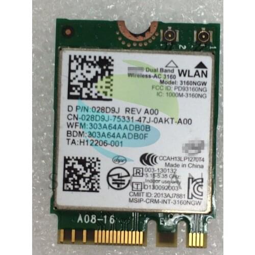 WIFI CARD for intel Dual Band Wireless-AC3160 3160AC 3160NGWAC 3160ACNGW 3160NGW 3160AC NGFF 433Mbps+BT4.0 Wireless Card