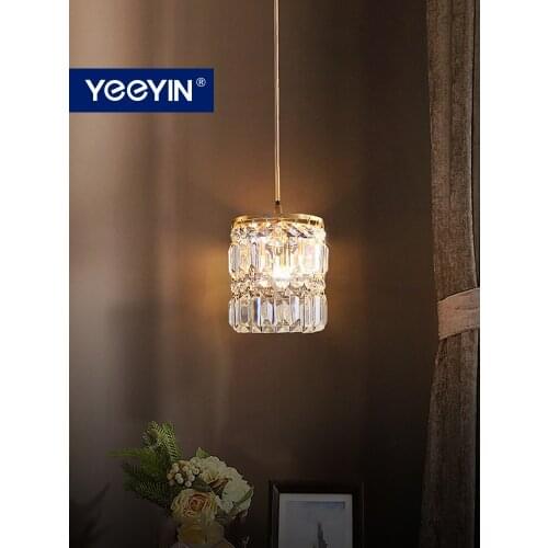 YEEYIN Pendant Lights Modern Light Luxury Crystal Full Copper Lamp Dining Room Chandelier Bar Living room Bedside Lamp 220V