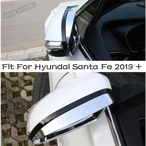 Lapetus Outside Door Rearview Mirror Eyebrow Rain Frame Cover Trim ABS Accessories Exterior Fit For Hyundai Santa Fe 2019 2020