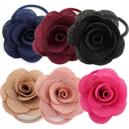 Baby hair band Girl Rose Flowers Elastic Rubber Ponytail headband Headwear Toddler hair accessory Hair Ropes hair ties for kids