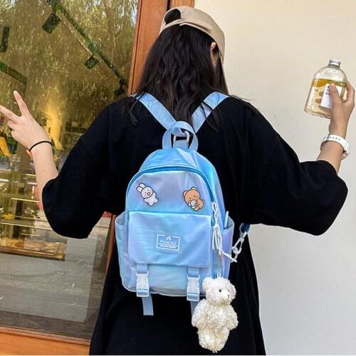 Women School Shiny Laser Mini Travel Student Cute Ladies Backpacks Silver Small Korean all-match gradient color laser school bag