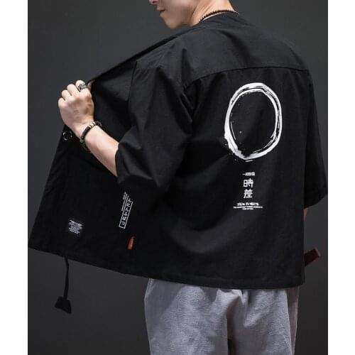 Plus Size 3XL Kimono cardigan men Japanese obi male yukata mens haori Japanese samurai clothing traditional Japanese clothing