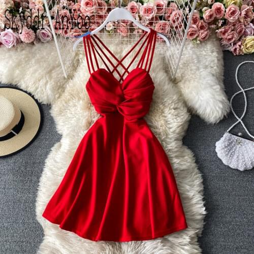 2021 Women Sexy Party Dress Sleeveless Strapless Slim A-LIine Mini Short Dresses Summer Black Chic Femme Robe