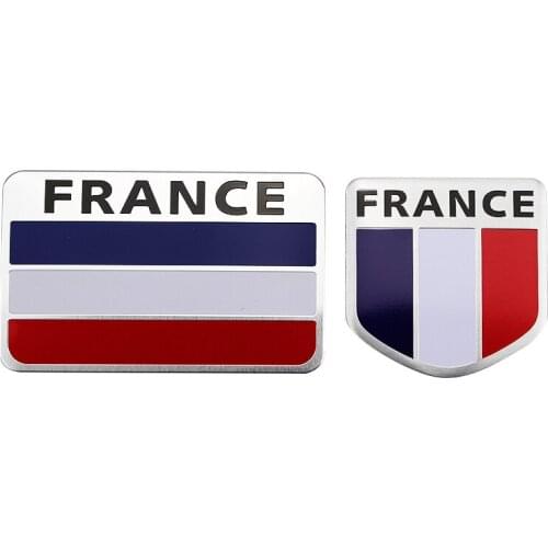 1 pcs Car Stickers France Flags Badge National Emblem Exterior Accessories Shield Styling Aluminum Alloy Car Body Sticker