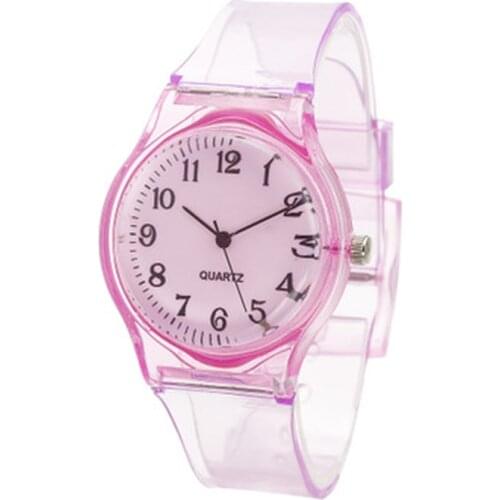 1pc Hot Sale Cute Children Fashion Watches Lovely Transparent Dial Watch Students Transparent Silicone Watch Girls