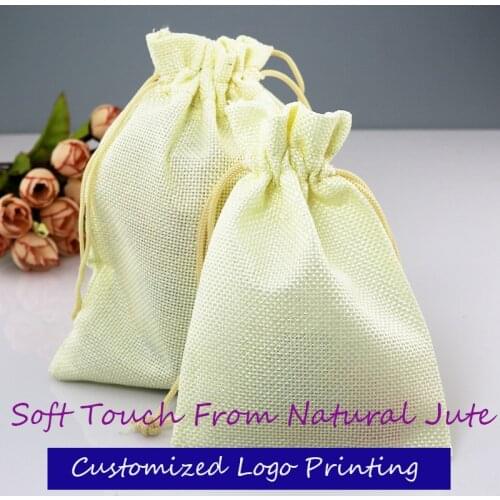 10pcs Beige 15x20cm Vintage Style handmade Jute Sacks Drawstring gift bags jewelry/wedding/christmas Packaging Linen pouch Bags