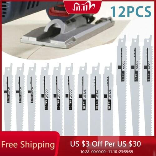 12 Pcs/Set Sabre Saw Blades Reciprocating Saw Blades Wood Metal PVC Tube Multi Cutting Blade Power Tools Bosch Makita Dewalt