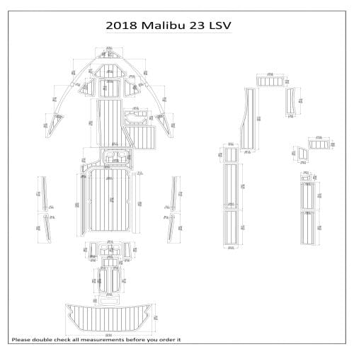 2018 Malibu 23 LSV Swim Step & Cockpit Pad Boat EVA Teak Decking 1/4" 6mm