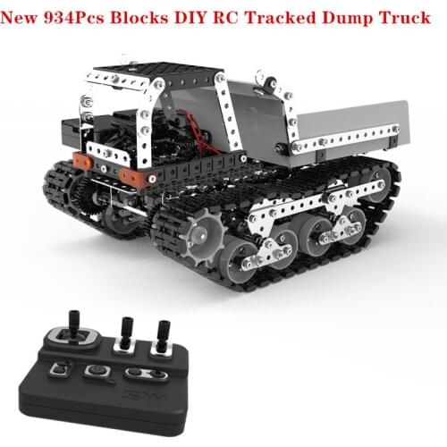 New 934Pcs Blocks Childrens Educational Toys 10CH RC Tracked Dump Truck DIY Stainless Steel Assemble Building Blocks RC Car