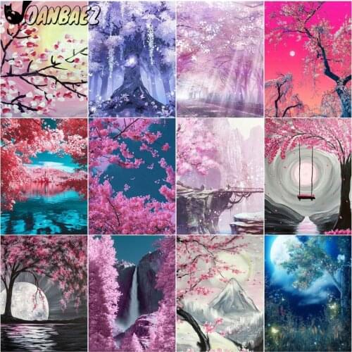 Peach Blossom Forest Diamond Painting Cross Stitch Embroidery Landscape Digital Mosaic Kit Handmade Home Decoration Accessories