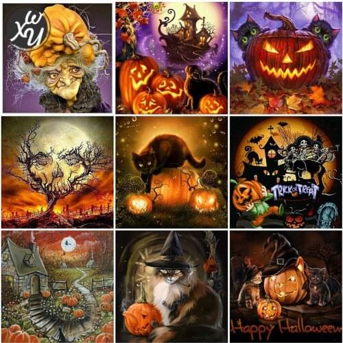Diamond Art for Adults Halloween Full Drill Mosaic Embroidery Cross Stitch Kits Round Square Rhinestones Accessories Home Decor