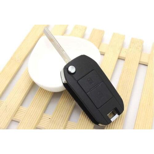 Free shipping for 2 buttons modified flip folding remote key shell case cover for peugeot 307 with HU83 blade groove
