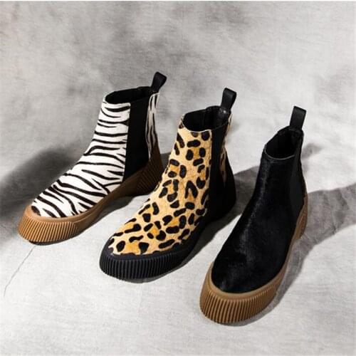 Fornihapfirafs Hot Ladies Short Booties Horsehair Striped Mixed Color Women Ankle Boots Platform Slip-On Botas Mujer Shoes Woman