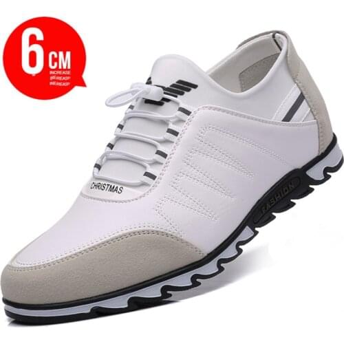 Brand Mens Shoes Young Mens Straps invisible increase Blue Shoes White increase by 6 cm Mens Business Casual Leather Shoes