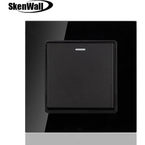 1 2 3 4 Button Household Wall Press ON/OFF Switch With Led Tempered Glass Mirror Momentary Switches Like DoorBell Switche