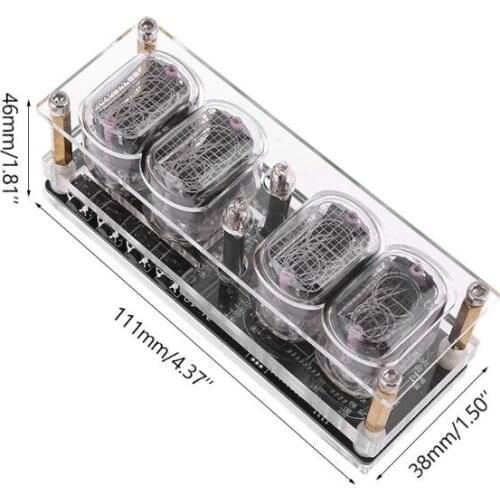 IN-12 Glow Tube Clock 4-Bit DS3231 IN12 Nixie Tube Clock Steampunk Decor Gift with Multicolor RGB LED Backlight