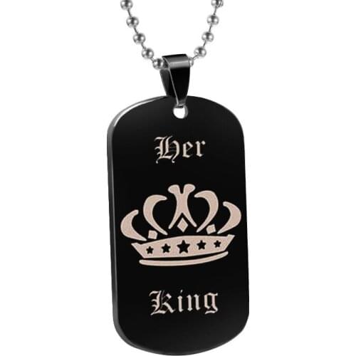 European and American hot-selling jewelry stainless steel tag necklace king queen letter military pendant pendant can be engrave