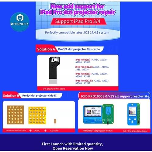 JC Dot Projector Flex Cable for Repairing IPad Pro 3 4 Face ID Not Working for Pro1000s V1S Dot Matrix Face ID Repair Flex Cable
