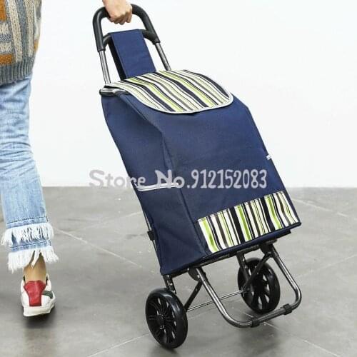 Shopping Cart Shopping Cart Simple Small Hand Push Wheel Cloth Bag Portable Foldable Reinforced Vegetable Basket Push-pull Super