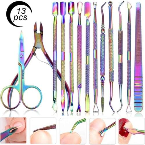 Nail Cuticle Nipper Cutter Rainbow Titanium Clipper Scissor Dead Skin UV Gel Remover Trimming Manicure Stainless Steel Nail Tool