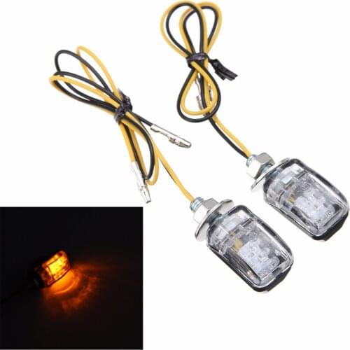 Mayitr 1pair Amber 6 LED Mini Motorcycle Turn Signal Light 12V Motorbike Small Rectangle Left/Right Blinker Indicator Lamp