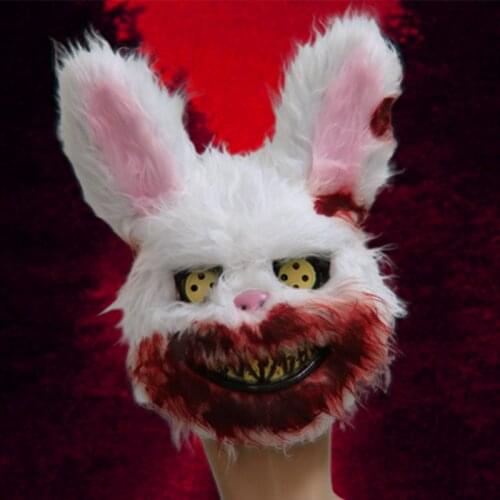 Halloween Mask White Bunny Rabbit Bloody Creepy Halloween Horror Killer Masque Scary Adult Mask Dress