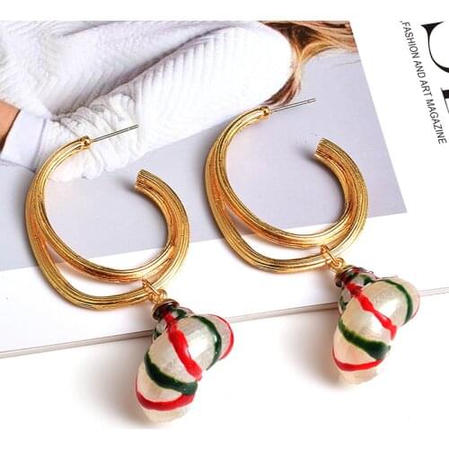 New Arrival Colorful Shell Long Metal Earrings High-quality Fashion Trend Drop Earring Jewelry Accessories For Women Wholesale