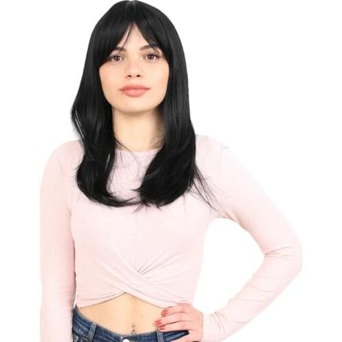 Straight Rivet Medium Lengt 20 inch Bob Wigs with Bangs Brazilian 8 colors Straight Bob Human Hair Wigs Black Women full Machine