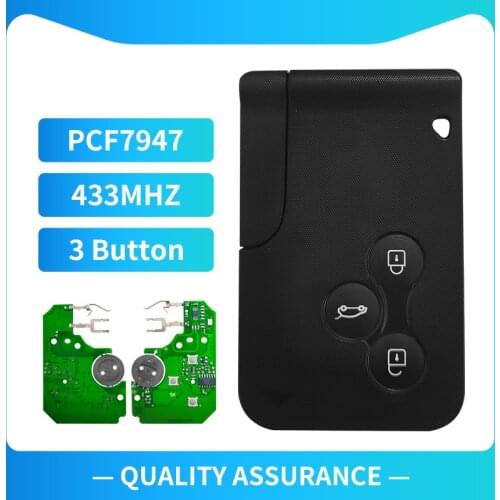Free shipping(5pcs/lot)New type megane card with white printed for Renault 3 Button Megane Smart Card with pfc7947 chip 433mhz
