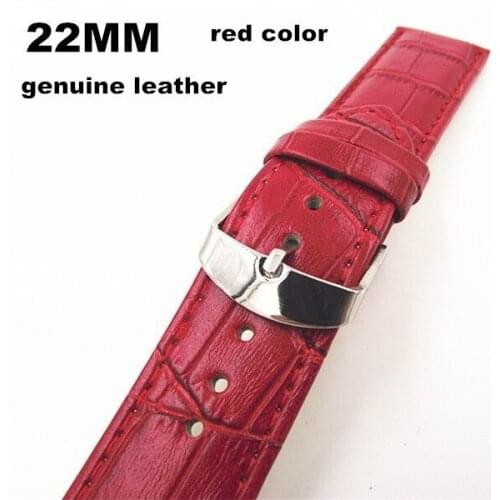 1PCS High quality 22MM genuine leather Watch band watch strap red color-08052