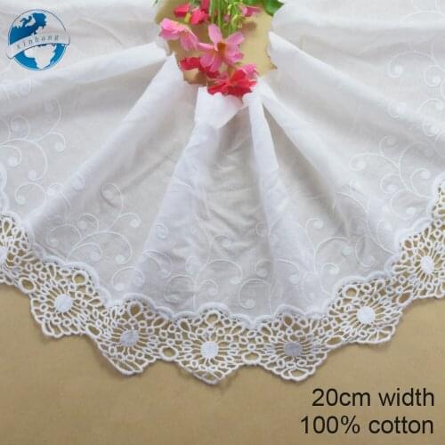 20cm wide 100% Cotton embroid lace sewing ribbon guipure trim wedding decoration DIY dolls colthes Accessories lace edge#4048