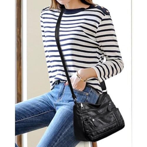 2021 New All-Match Solid Shoulder Bag Soft Leather Multi-Compartment Large Capacity Shoulder Bags High Quality Woman Bags