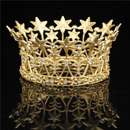 Bride Crown Wedding Hair Jewelry Gold Tiaras and Crowns Queen Diadem Rhinestone Headdress Wedding Pageant